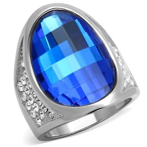 Alamode TK1778 High polished no plating Stainless Steel Ring with Synthetic Synthetic Glass in Capri Blue Rings Alamode TK1778 High polished no plating Stainless Steel Ring with Synthetic Synthetic Glass in Capri Blue Rings