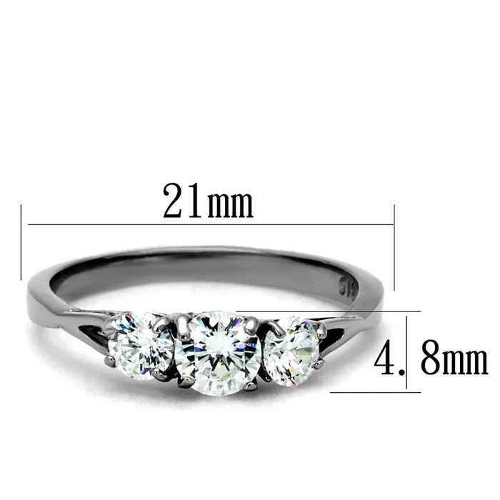 Alamode TK2260 High polished no plating Stainless Steel Ring with AAA Grade CZ in Clear Rings