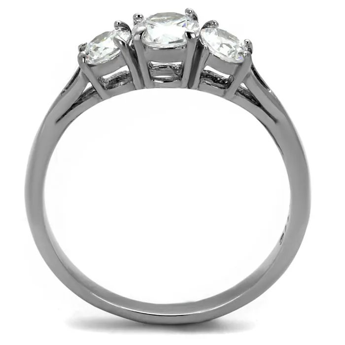 Alamode TK2260 High polished no plating Stainless Steel Ring with AAA Grade CZ in Clear Rings