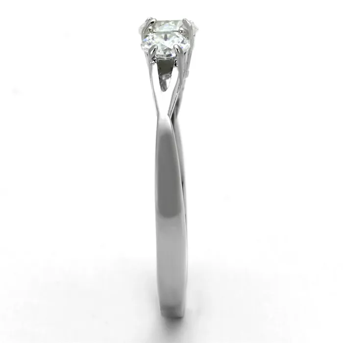 Alamode TK2260 High polished no plating Stainless Steel Ring with AAA Grade CZ in Clear Rings