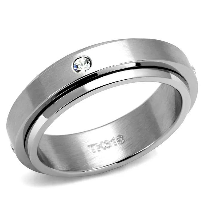 Alamode TK2933 High polished no plating Stainless Steel Ring with AAA Grade CZ in Clear Rings Alamode TK2933 High polished no plating Stainless Steel Ring with AAA Grade CZ in Clear Rings