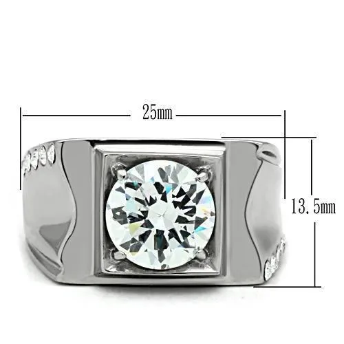 Alamode TK311 High polished no plating Stainless Steel Ring with AAA Grade CZ in Clear Rings