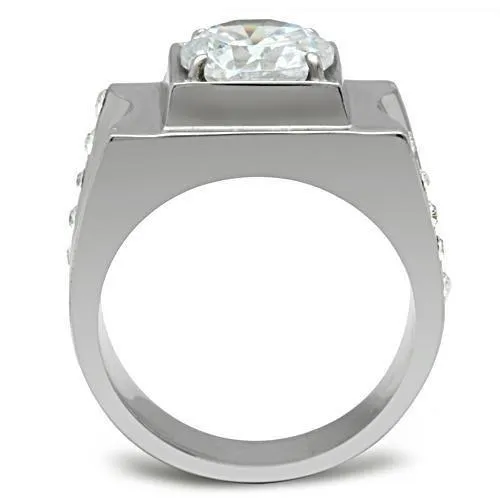 Alamode TK311 High polished no plating Stainless Steel Ring with AAA Grade CZ in Clear Rings