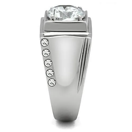 Alamode TK311 High polished no plating Stainless Steel Ring with AAA Grade CZ in Clear Rings