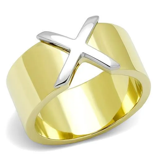 Alamode TK3185 TwoTone IP Gold Ion Plating Stainless Steel Ring with No Stone Rings Alamode TK3185 TwoTone IP Gold Ion Plating Stainless Steel Ring with No Stone Rings