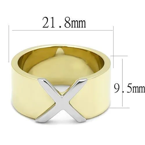 Alamode TK3185 TwoTone IP Gold Ion Plating Stainless Steel Ring with No Stone Rings