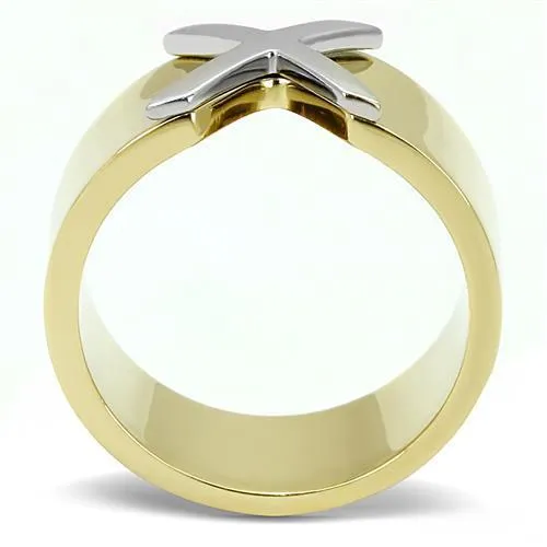 Alamode TK3185 TwoTone IP Gold Ion Plating Stainless Steel Ring with No Stone Rings