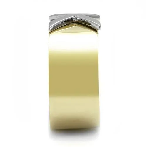 Alamode TK3185 TwoTone IP Gold Ion Plating Stainless Steel Ring with No Stone Rings