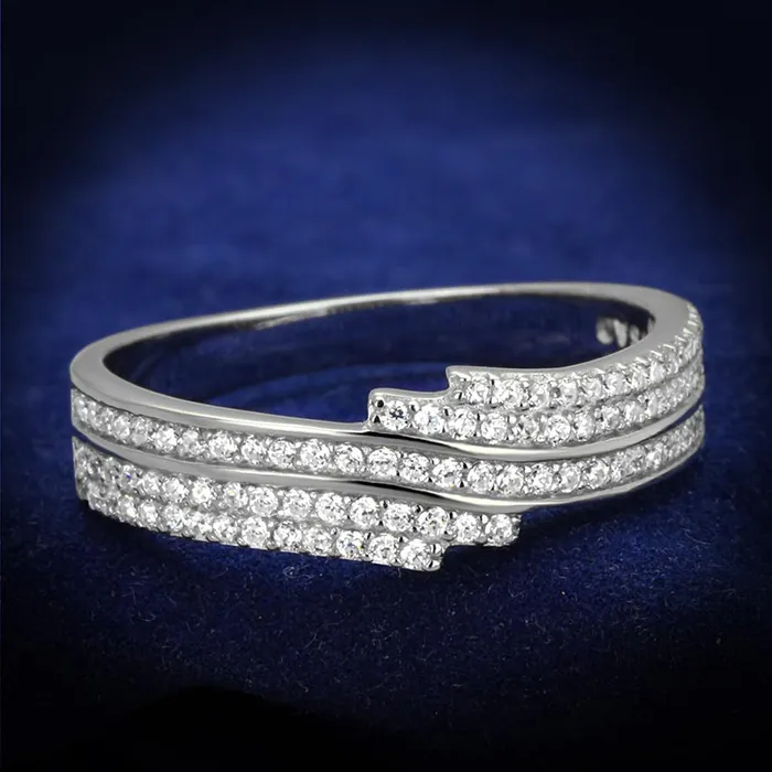 Alamode TS367 Rhodium 925 Sterling Silver Ring with AAA Grade CZ in Clear Rings Alamode TS367 Rhodium 925 Sterling Silver Ring with AAA Grade CZ in Clear Rings