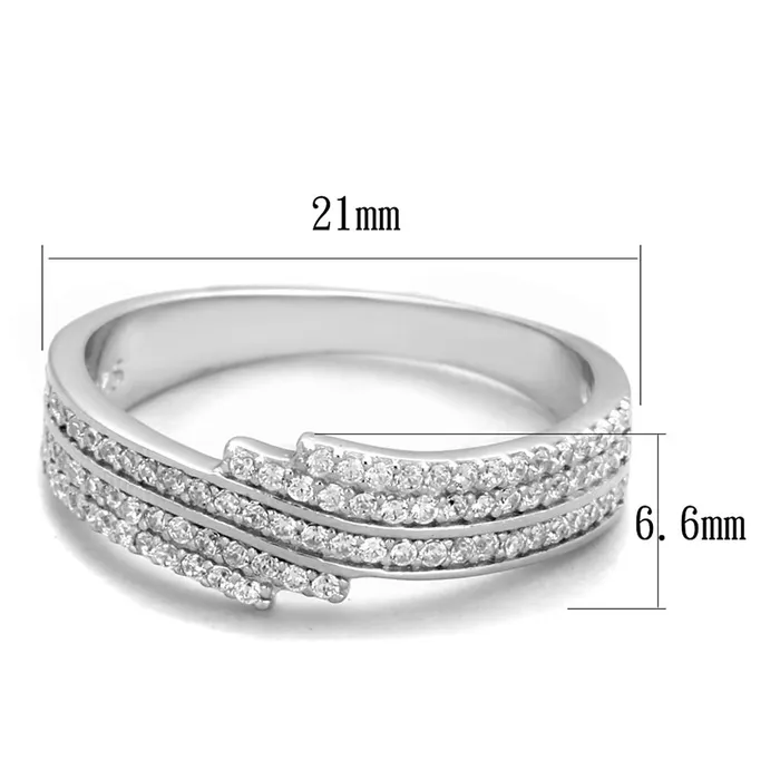 Alamode TS367 Rhodium 925 Sterling Silver Ring with AAA Grade CZ in Clear Rings