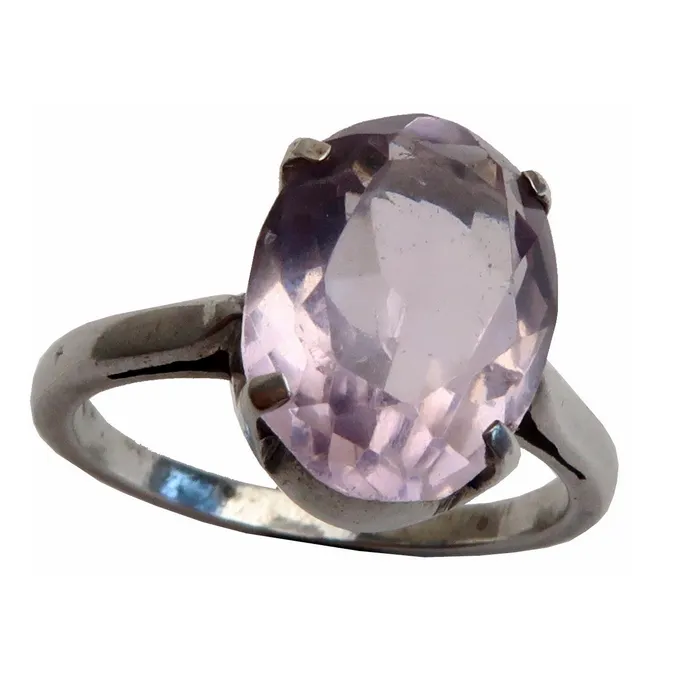 Amethyst Ring Spiritual Sparkle Sterling Silver Filled Satin Crystals Rings