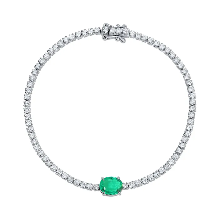 anitako Bracelets DIAMOND HEPBURN BRACELET WITH OVAL EMERALD CENTER