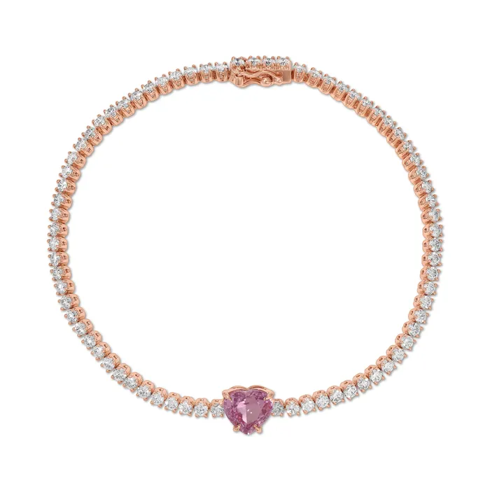 anitako DIAMOND HEPBURN BRACELET WITH PINK SAPPHIRE HEART CENTER Bracelets anitako DIAMOND HEPBURN BRACELET WITH PINK SAPPHIRE HEART CENTER Bracelets