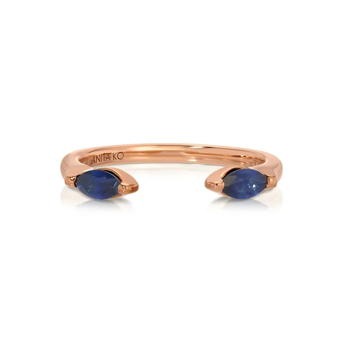 anitako Rings BLUE SAPPHIRE MARQUISE ORBIT RING