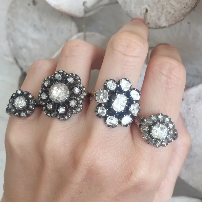 Antique Vintage Jewelry Floral Cluster Ring Rings