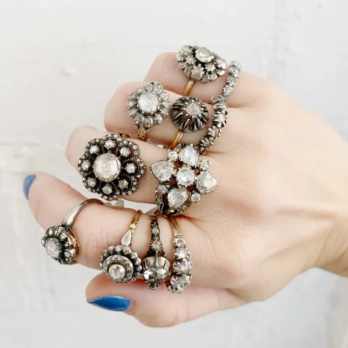 Antique Vintage Jewelry Floral Cluster Ring Rings