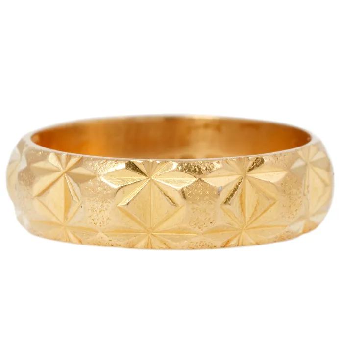 Antique Vintage Jewelry Rings Wide Faceted Gold Band