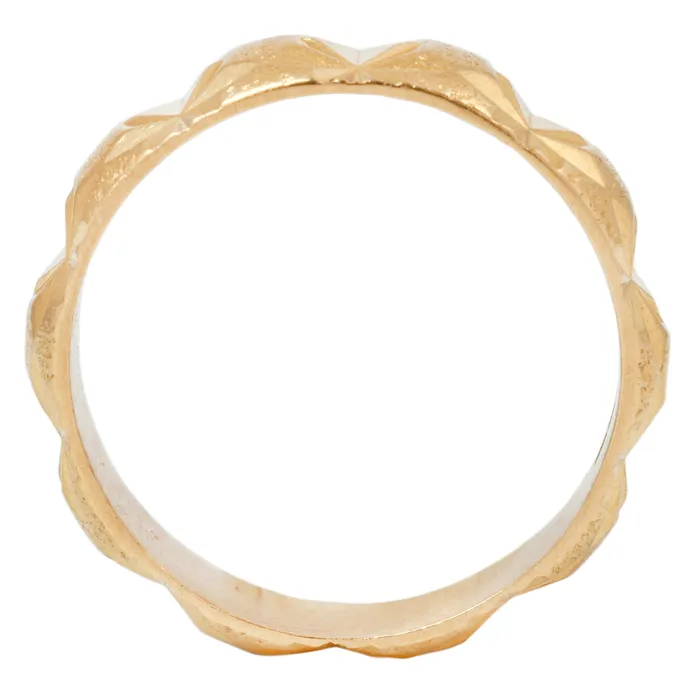 Antique Vintage Jewelry Rings Wide Faceted Gold Band