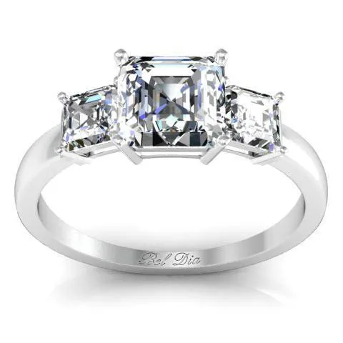 Asscher Three Stone Engagement Ring deBebians Rings