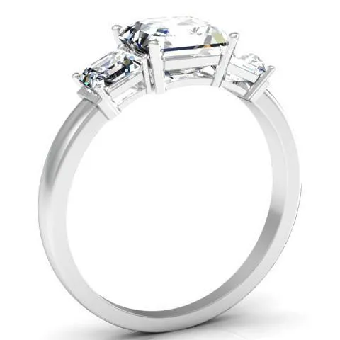 Asscher Three Stone Engagement Ring deBebians Rings