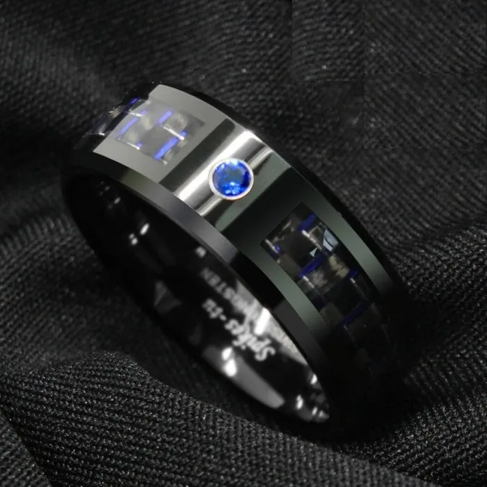 ATOP Design Mens Fashion Stylish Black Blue Tungsten Luxury Statement Ring Divine Inspiration Styles Rings ATOP Design Mens Fashion Stylish Black Blue Tungsten Luxury Statement Ring Divine Inspiration Styles Rings