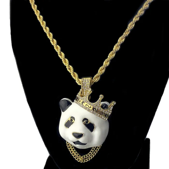 Bling Cartel Admin Big Crown Panda Pendant Gold Finish Rope Chain Necklace 5mm 30 Necklaces Bling Cartel Admin Big Crown Panda Pendant Gold Finish Rope Chain Necklace 5mm 30 Necklaces