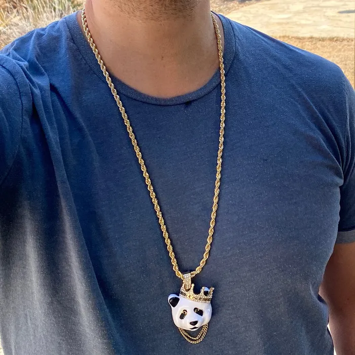 Bling Cartel Admin Big Crown Panda Pendant Gold Finish Rope Chain Necklace 5mm 30 Necklaces Bling Cartel Admin Big Crown Panda Pendant Gold Finish Rope Chain Necklace 5mm 30 Necklaces