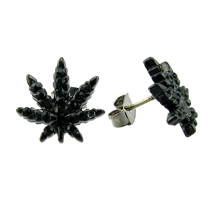 Bling Cartel Admin Black Marijuana Weed Leaf Earrings Earrings