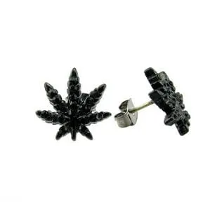 Bling Cartel Admin Black Marijuana Weed Leaf Earrings Earrings