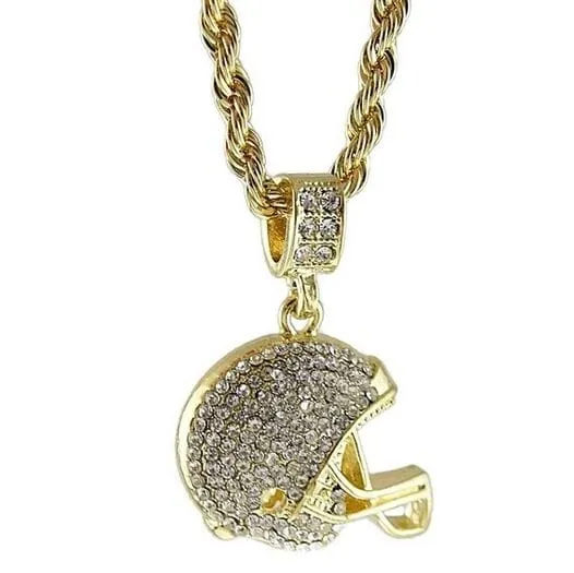 Bling Cartel Admin Necklaces 14K Gold Finish Football Helmet Iced Rope Chain Necklace 24 Bling Cartel Admin Necklaces 14K Gold Finish Football Helmet Iced Rope Chain Necklace 24
