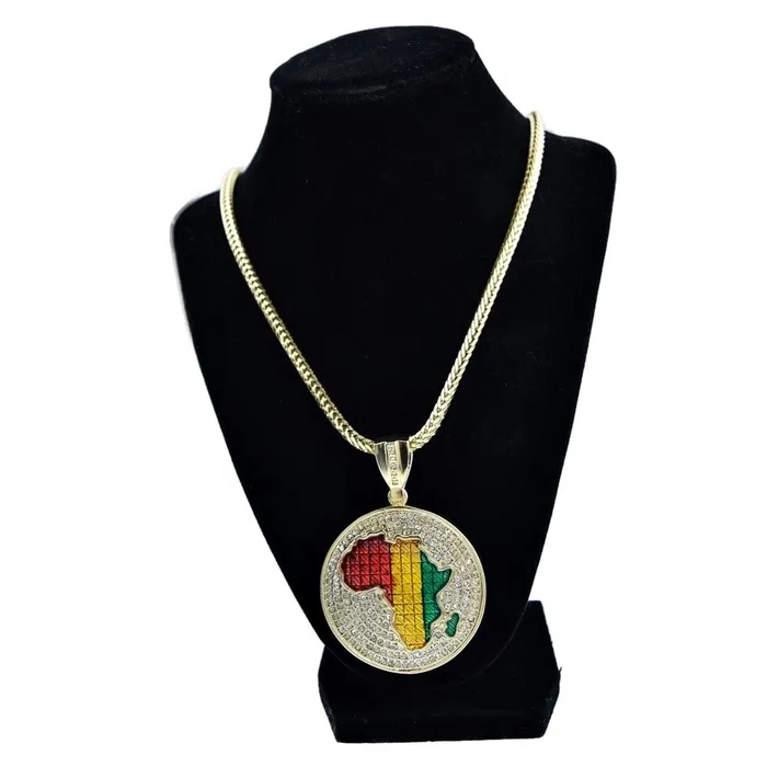 Bling Cartel Admin Necklaces Africa Map Colors Medallion Franco Gold Finish Chain Necklace 36 Bling Cartel Admin Necklaces Africa Map Colors Medallion Franco Gold Finish Chain Necklace 36