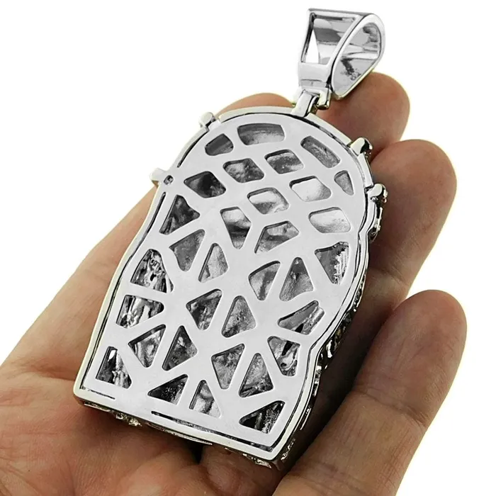 Bling Cartel Admin Necklaces Silver Tone Full Flooded Jesus Head Pendant