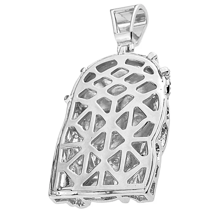 Bling Cartel Admin Necklaces Silver Tone Full Flooded Jesus Head Pendant