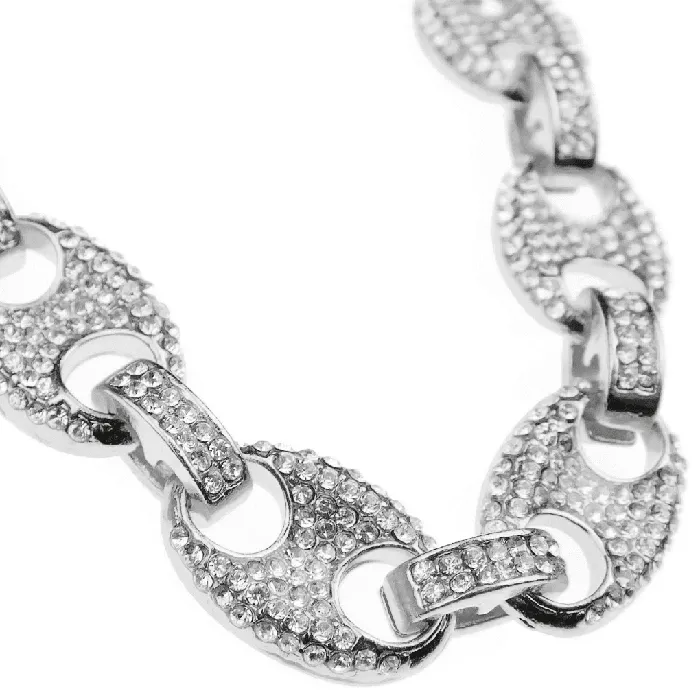 Bling Cartel Admin Necklaces Silver Tone Mariner Links Iced Chain Flooded Out Necklace 12MM 18 Bling Cartel Admin Necklaces Silver Tone Mariner Links Iced Chain Flooded Out Necklace 12MM 18