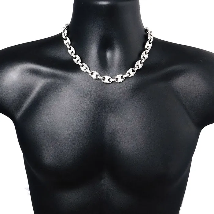Bling Cartel Admin Necklaces Silver Tone Mariner Links Iced Chain Flooded Out Necklace 12MM 18 Bling Cartel Admin Necklaces Silver Tone Mariner Links Iced Chain Flooded Out Necklace 12MM 18