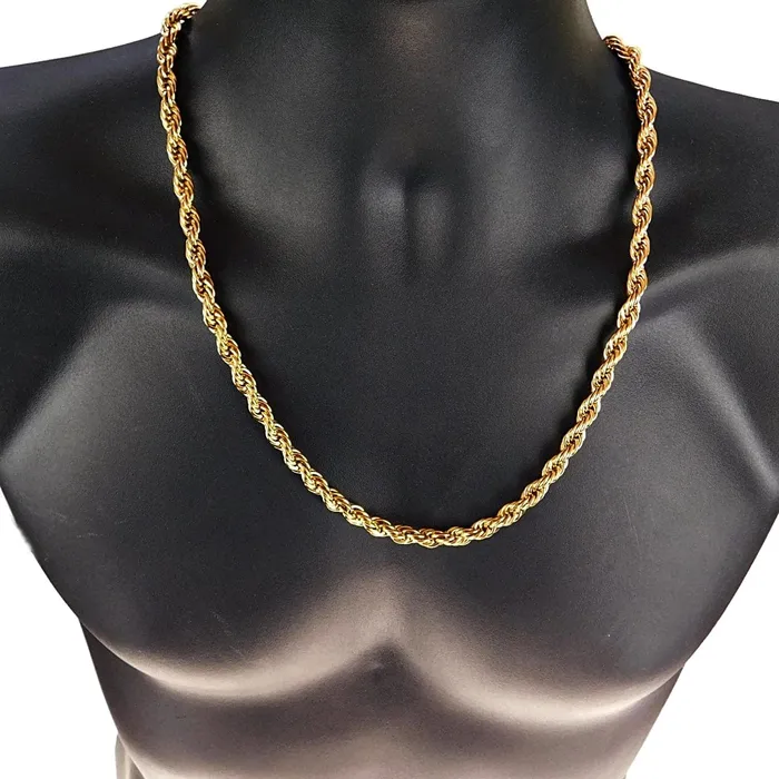 Bling Cartel Admin PreStyled Sets 18K Gold Plated Finish over Stainless Steel Rope Chain 7mm x 24 Bling Cartel Admin PreStyled Sets 18K Gold Plated Finish over Stainless Steel Rope Chain 7mm x 24