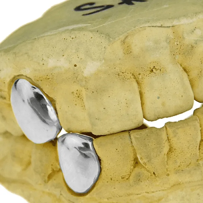 Bling Cartel Admin PreStyled Sets Real 14K White Gold Canine Teeth Caps Custom Tooth Grillz