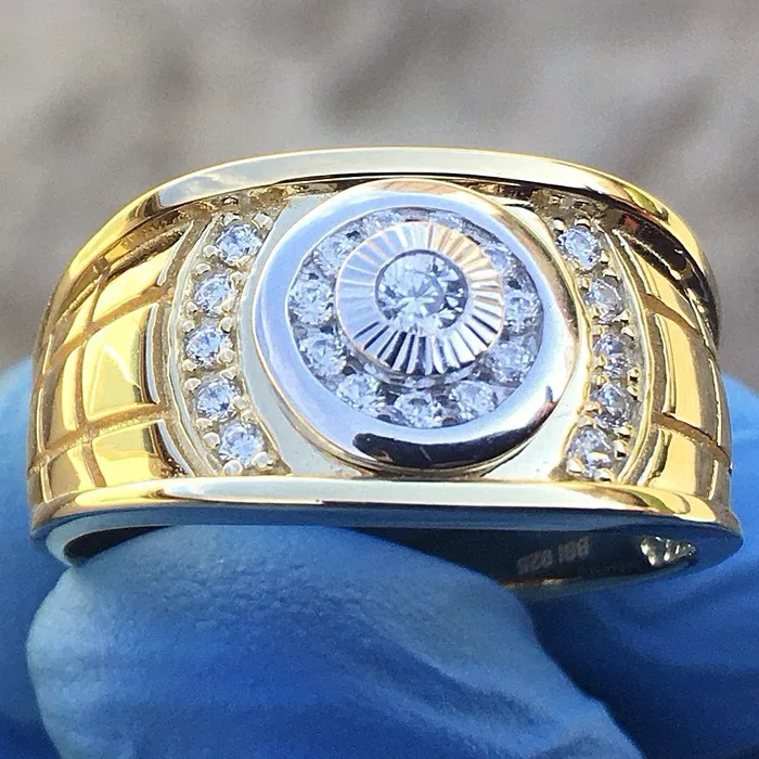 Bling Cartel Admin Rings 14K Gold Plated over 925 Sterling Silver Two Tone 05ct CZ Solitaire Ring