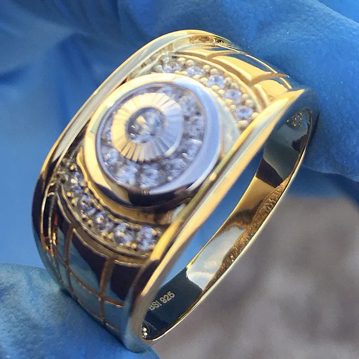 Bling Cartel Admin Rings 14K Gold Plated over 925 Sterling Silver Two Tone 05ct CZ Solitaire Ring