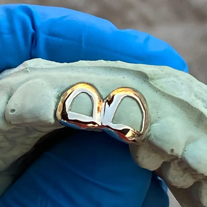 Bling Cartel Admin Rings Real 10K Gold Double Side Canine Open Face Caps Custom Grillz