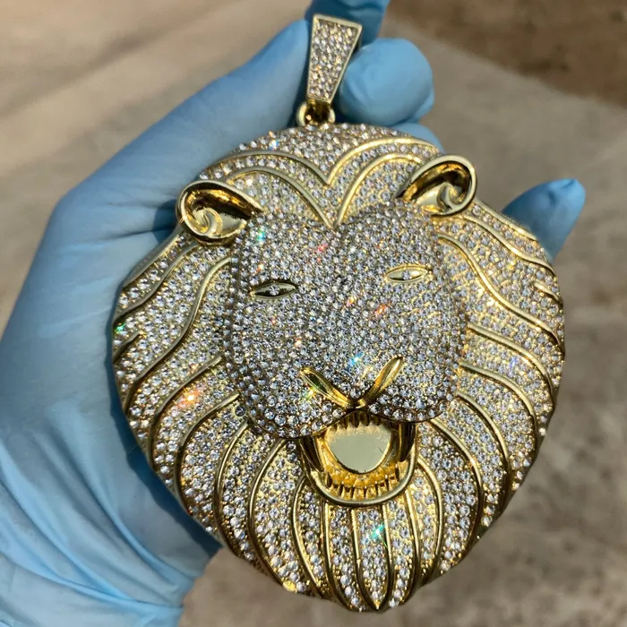 Bling Cartel Necklaces 14k Gold Finish Lion Head Iced Huge Jumbo Flooded Out Pendant Bling Cartel Necklaces 14k Gold Finish Lion Head Iced Huge Jumbo Flooded Out Pendant
