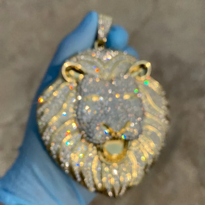 Bling Cartel Necklaces 14k Gold Finish Lion Head Iced Huge Jumbo Flooded Out Pendant Bling Cartel Necklaces 14k Gold Finish Lion Head Iced Huge Jumbo Flooded Out Pendant