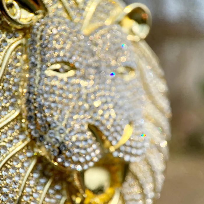 Bling Cartel Necklaces 14k Gold Finish Lion Head Iced Huge Jumbo Flooded Out Pendant Bling Cartel Necklaces 14k Gold Finish Lion Head Iced Huge Jumbo Flooded Out Pendant