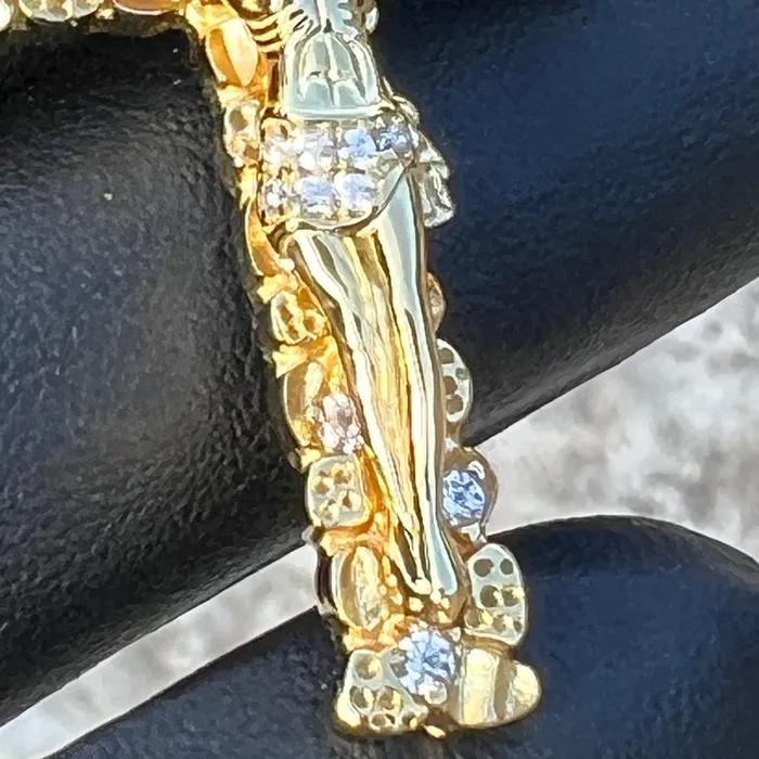 Bling Cartel Necklaces 14K Gold Plated 925 Sterling Silver Nugget Jesus Crucifix Cross CZ Iced Pendant Bling Cartel Necklaces 14K Gold Plated 925 Sterling Silver Nugget Jesus Crucifix Cross CZ Iced Pendant