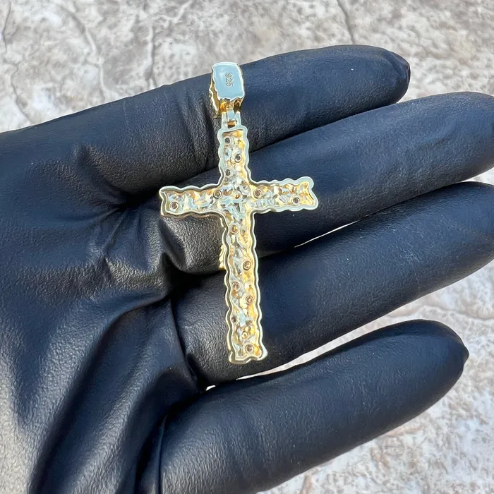 Bling Cartel Necklaces 14K Gold Plated 925 Sterling Silver Nugget Jesus Crucifix Cross CZ Iced Pendant Bling Cartel Necklaces 14K Gold Plated 925 Sterling Silver Nugget Jesus Crucifix Cross CZ Iced Pendant