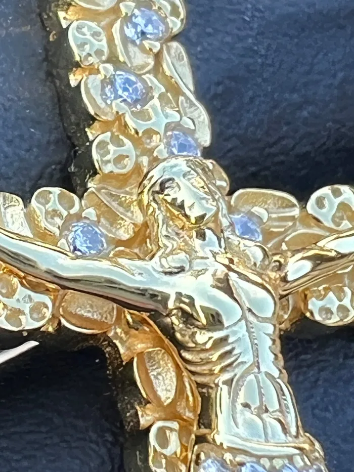 Bling Cartel Necklaces 14K Gold Plated 925 Sterling Silver Nugget Jesus Crucifix Cross CZ Iced Pendant Bling Cartel Necklaces 14K Gold Plated 925 Sterling Silver Nugget Jesus Crucifix Cross CZ Iced Pendant