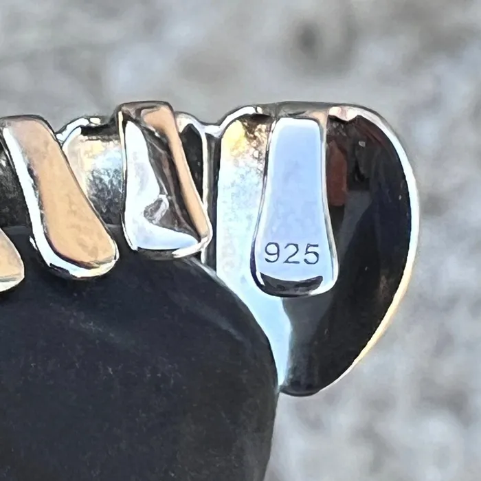 Bling Cartel Rings Real Solid 925 Sterling Silver White Enamel Bottom Six Teeth Grillz Bling Cartel Rings Real Solid 925 Sterling Silver White Enamel Bottom Six Teeth Grillz