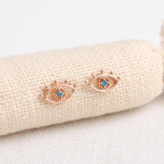 Blue Diamond Evil Eye Earrings from J Shop Earrings