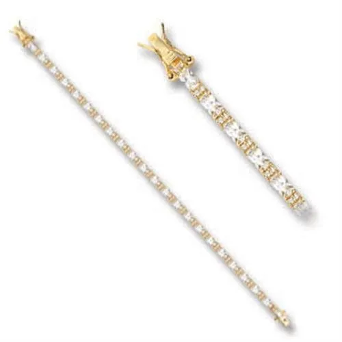 Bracelets Alamode 47402 Gold Brass Bracelet with AAA Grade CZ in Clear