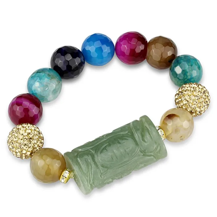 Bracelets Alamode LO3785 Gold White Metal Bracelet with Synthetic Onyx in Multi Color Bracelets Alamode LO3785 Gold White Metal Bracelet with Synthetic Onyx in Multi Color
